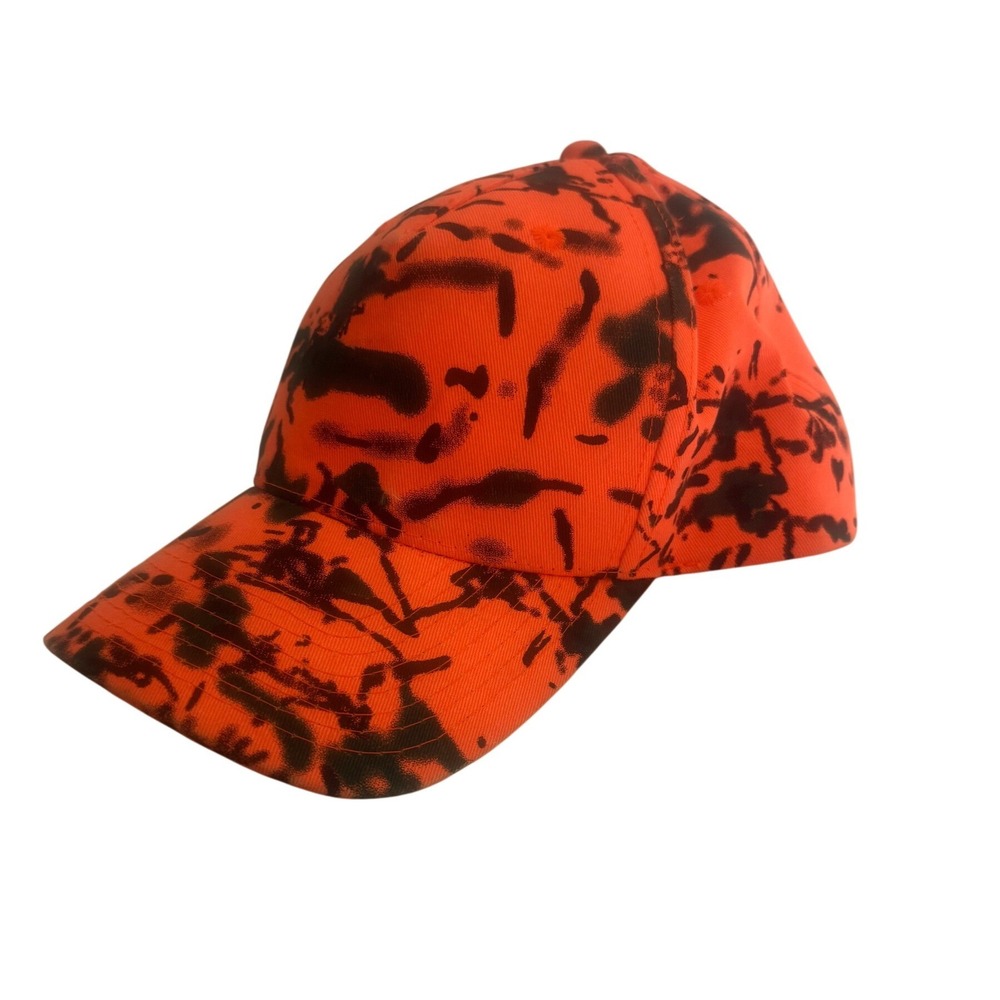 Cobra Mens Blaze Orange Black Splatter Snapback Baseball Cap Hunting Hat OSFM